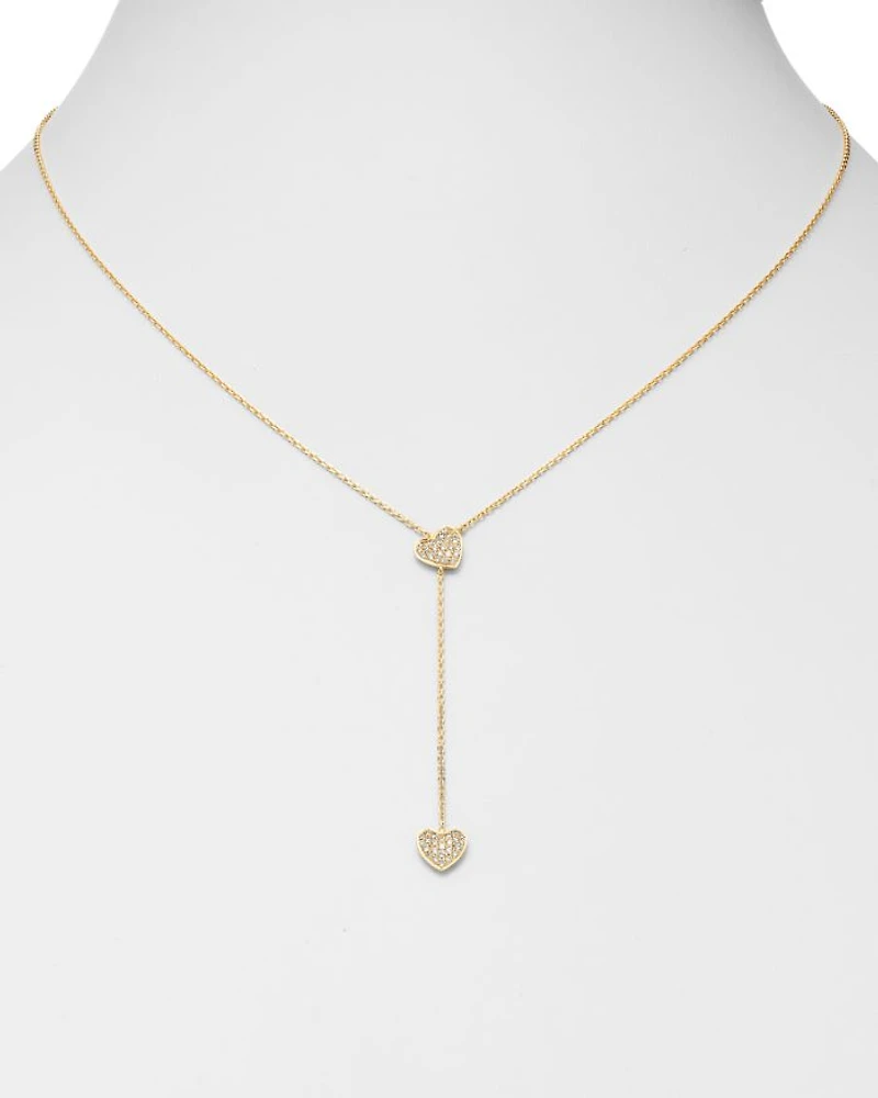 Diamond Heart Y Necklace in 14K Yellow Gold, 0.25 tcw