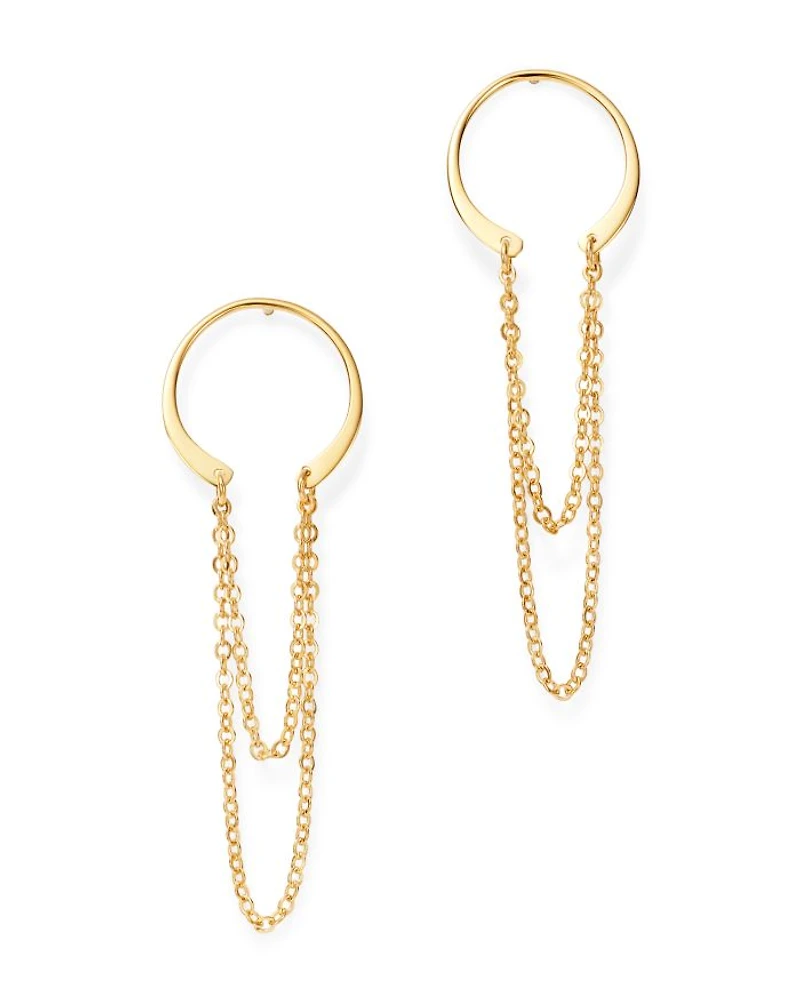 Horseshoe Chain Drop Earrings in 14K Yellow Gold - Exclusive