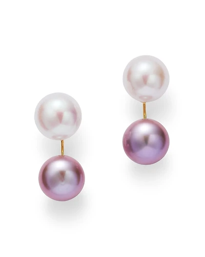 Bloomingdale's Fine Collection Cultured Freshwater Pink Pearl Front-Back Earrings