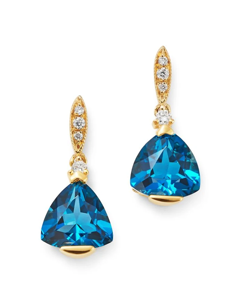 London Blue Topaz & Diamond-Accent Earrings in 14K Yellow Gold