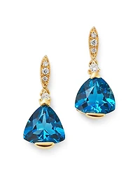 London Blue Topaz & Diamond-Accent Earrings in 14K Yellow Gold