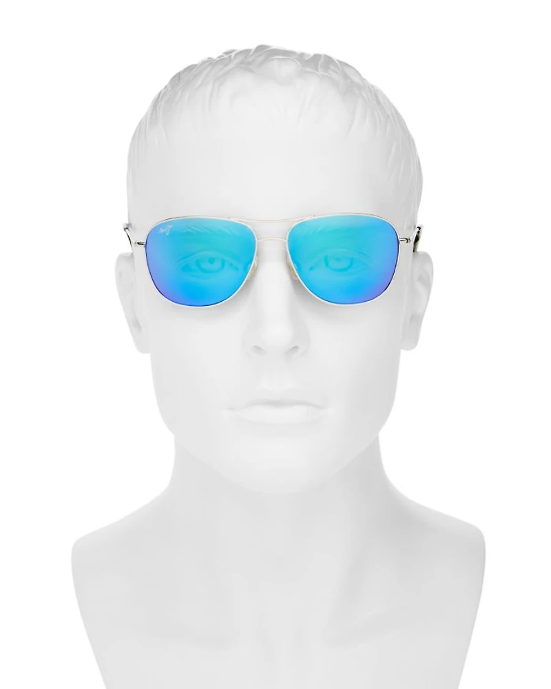 Cliff House Polarized Brow Bar Aviator Sunglasses, 59mm