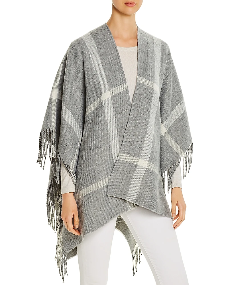 Aqua Reversible Windowpane Ruana - Exclusive