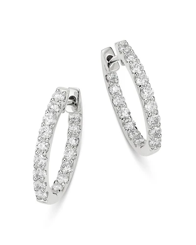 Diamond Inside-Out Oval Hoop Earrings in 14K Gold