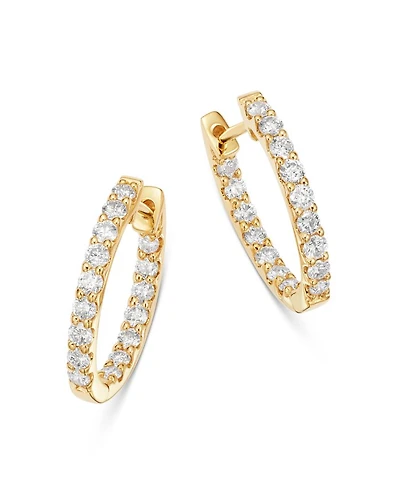 Diamond Inside-Out Oval Hoop Earrings in 14K Yellow Gold, 1.0 tcw