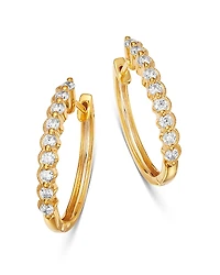 Bloomingdale's Fine Collection Diamond Milgrain Oval Hoop Earrings