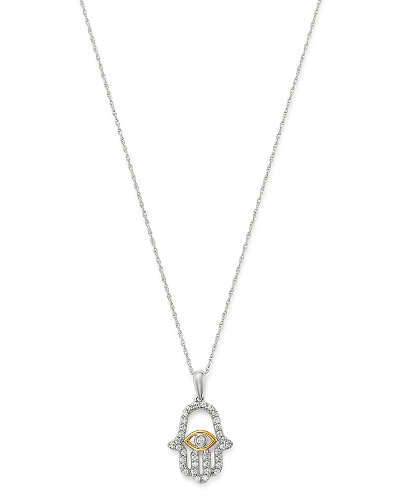 Bloomingdale's Fine Collection Diamond Hamsa Pendant Necklace