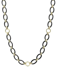 Lagos Meridian 18K Yellow Gold & Black Caviar Black Ceramic Long Station Necklace, 36