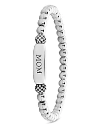 Sterling Silver Signature Caviar Mom Station Bracelet