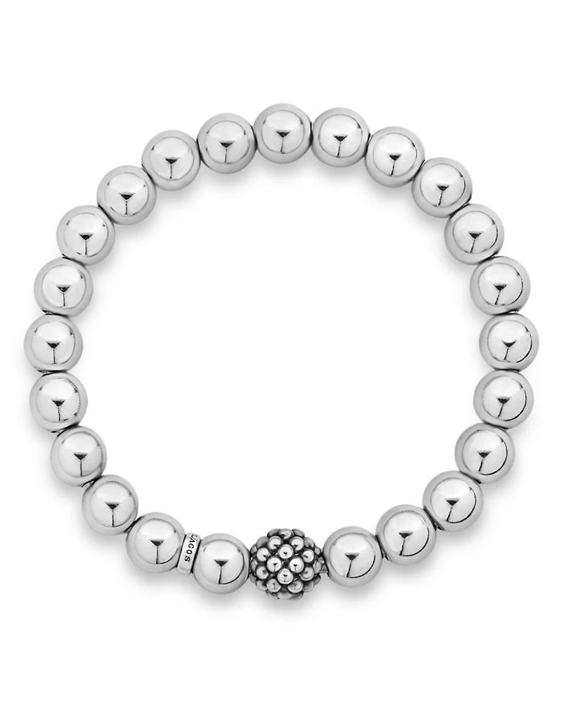 Sterling Silver Signature Caviar Lattice Ball Bracelet