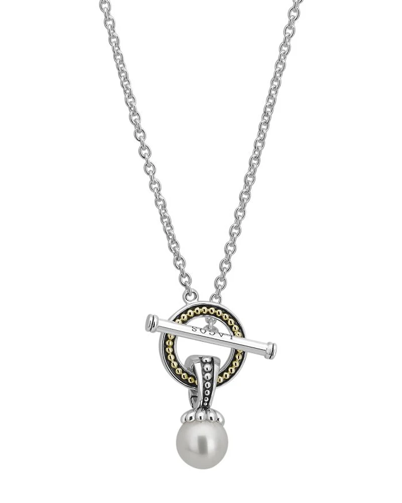Sterling Silver Luna Cultured Freshwater Pearl Toggle Necklace, 18"
