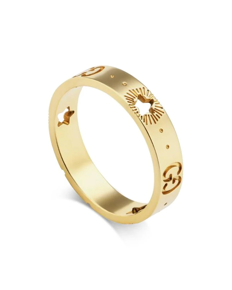 18K Yellow Gold Logo & Star Ring