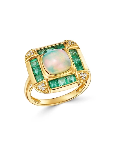 Bloomingdale's Fine Collection Opal, Emerald & Diamond Statement Ring