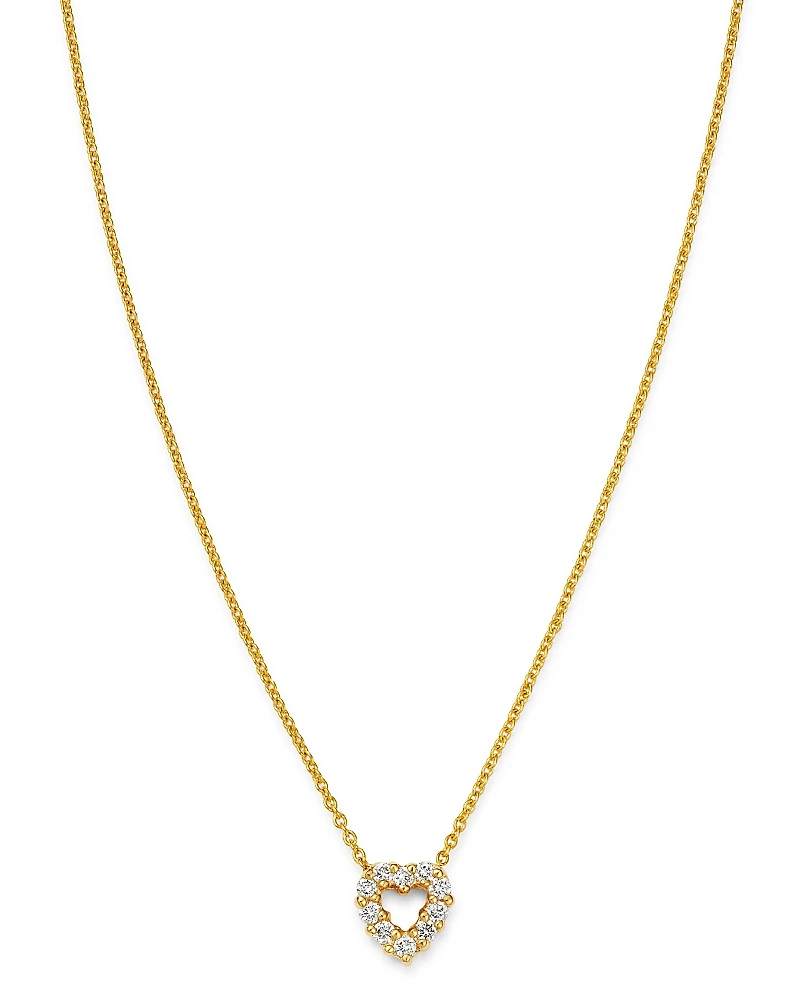 Roberto Coin 18K Yellow Gold Diamond Baby Heart Pendant Necklace, 16-18