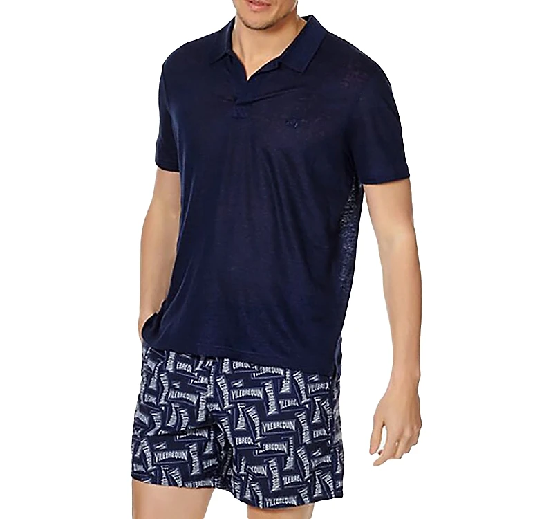 Vilebrequin Regular Fit Short Sleeve Linen Polo Shirt