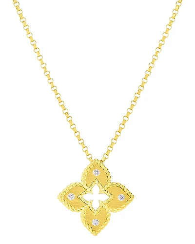 Roberto Coin 18K Yellow Gold Venetian Princess Diamond Flower Pendant Necklace