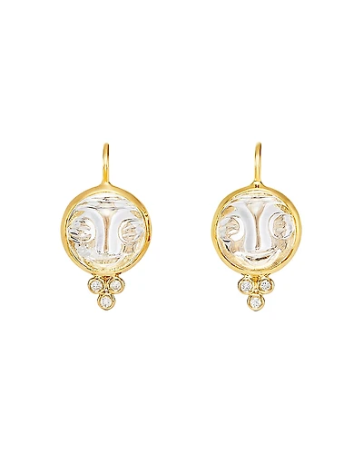 Temple St. Clair 18K Yellow Gold Moonface Earrings with Rock Crystal and Diamond Granulation