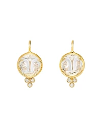 Temple St. Clair 18K Yellow Gold Moonface Earrings with Rock Crystal and Diamond Granulation