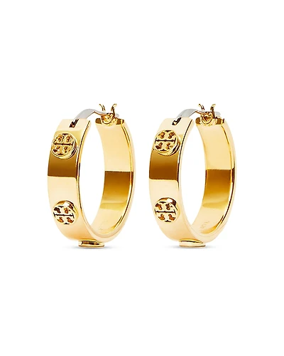 Tory Burch Miller Logo Huggie Hoop Earrings