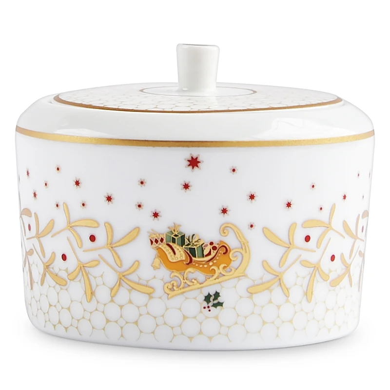 Bernardaud Noel Blanc Sugar Bowl with Lid