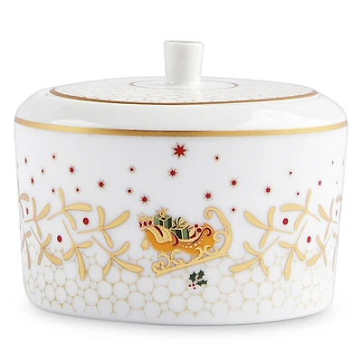Bernardaud Noel Blanc Sugar Bowl with Lid
