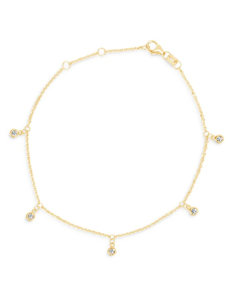 Diamond 5-Stone Droplet Bracelet in 14K Yellow Gold, 0.10 tcw