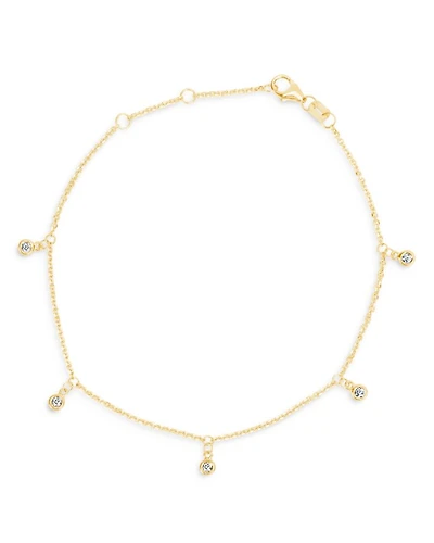 Diamond 5-Stone Droplet Bracelet in 14K Yellow Gold, 0.10 tcw