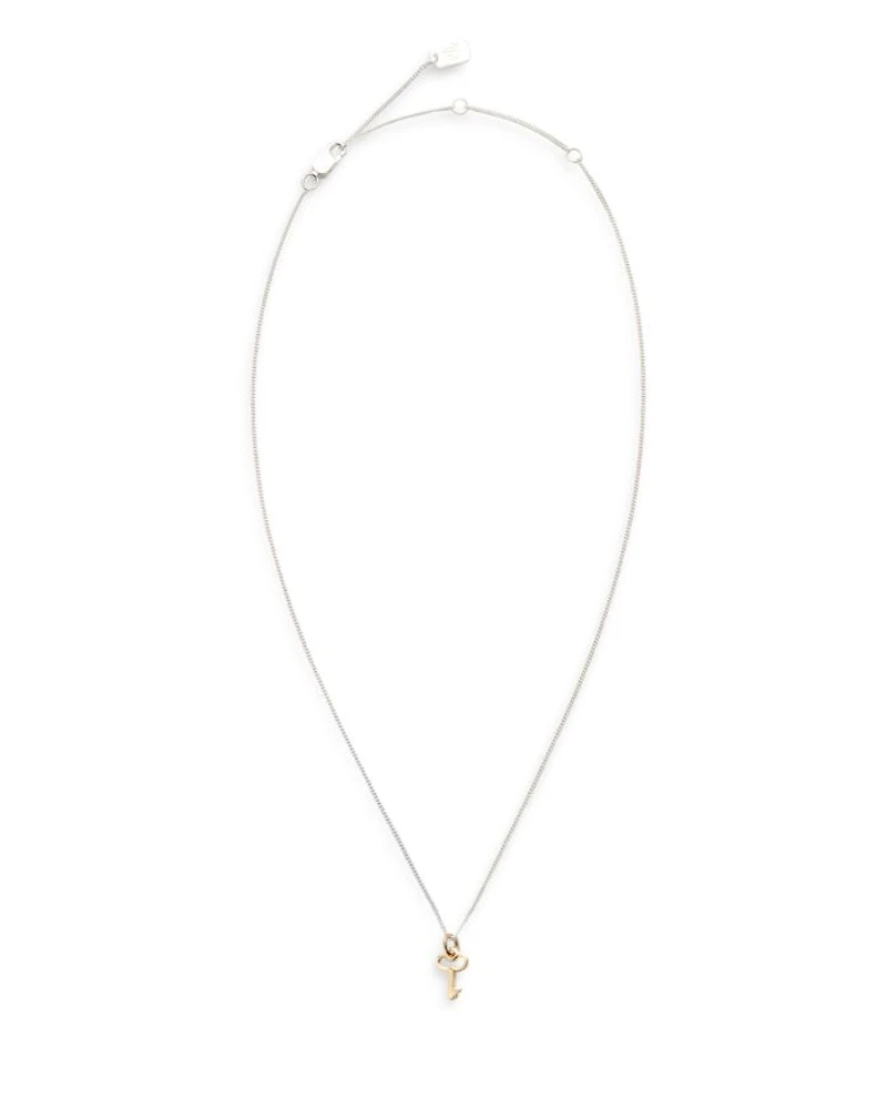 Two Tone Key Pendant Necklace, 14"
