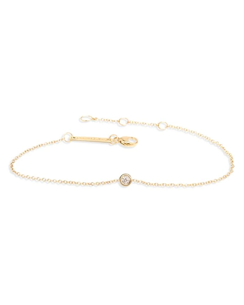 14K Yellow Gold Floating Diamonds Diamond Bezel Chain Bracelet