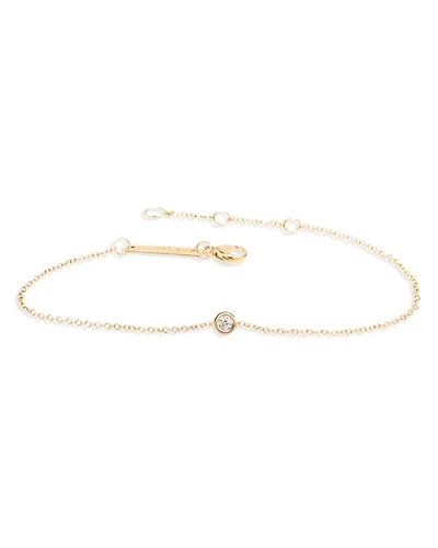 14K Yellow Gold Floating Diamonds Diamond Bezel Chain Bracelet