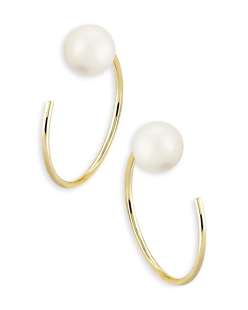Moon & Meadow 14K Yellow Gold Hoop Earrings Cultured Freshwater Pearl