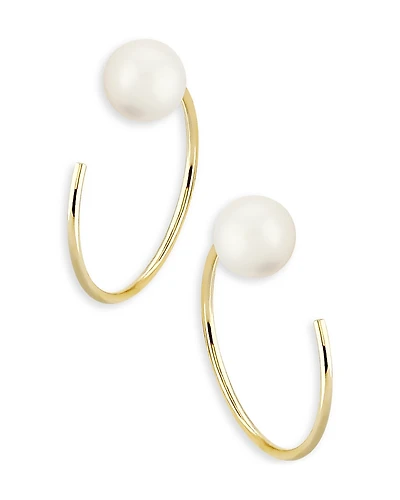 Moon & Meadow 14K Yellow Gold Hoop Earrings Cultured Freshwater Pearl