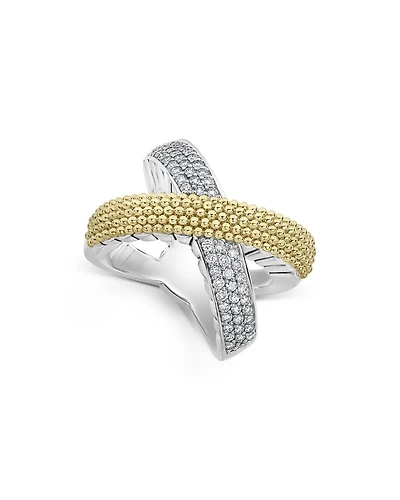 Sterling Silver & 18K Yellow Gold Caviar Lux Diamond Ring