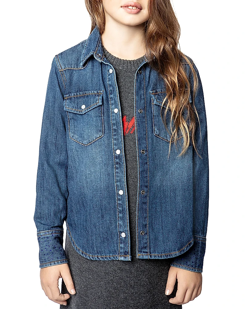 Zadig & Voltaire Girls' Rea Denim Shirt - Little Kid, Big Kid