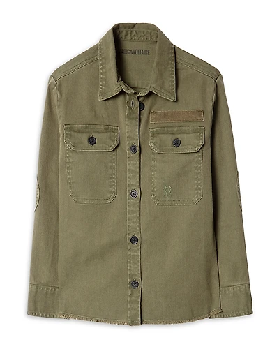 Zadig & Voltaire Girls' Bonnie Cotton Blend Shirt - Little Kid, Big Kid