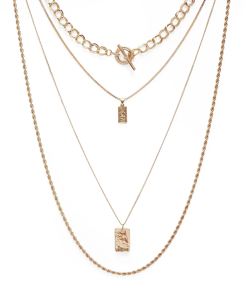 Aqua Four-Layer Coin Pendant Necklace, 18 - Exclusive