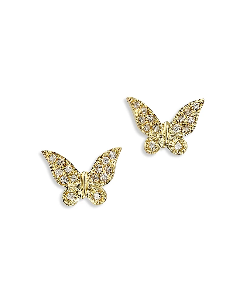 Meira T 14K Yellow Gold Diamond Butterfly Earrings