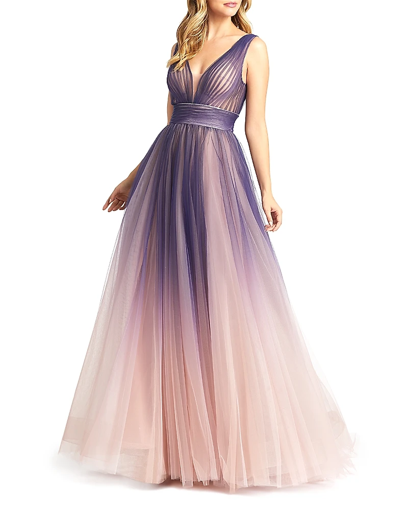 Mac Duggal Ombre V Neck Gown
