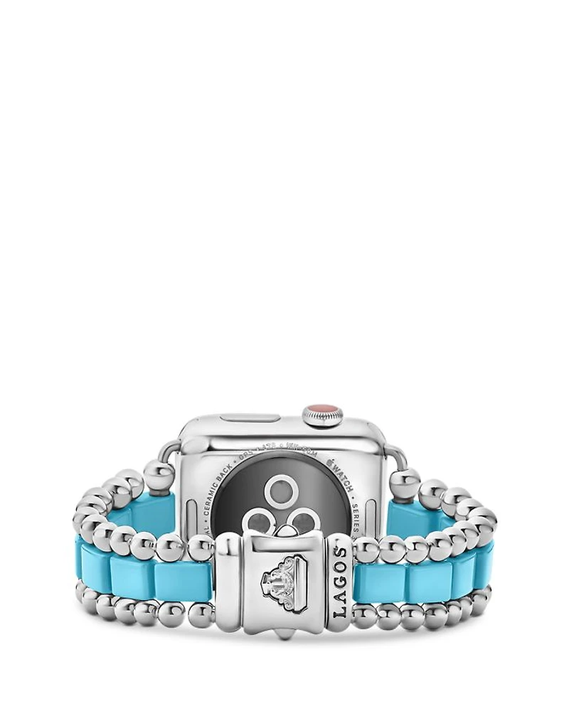 Smart Caviar Blue Ceramic Apple® Watch Bracelet, 38mm