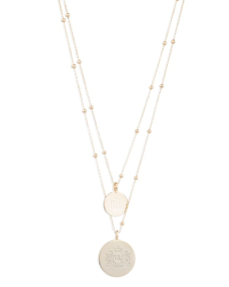 Logo & Crest Layered Pendant Necklace, 16"-19"