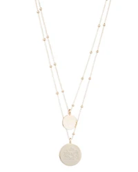 Logo & Crest Layered Pendant Necklace, 16"-19"