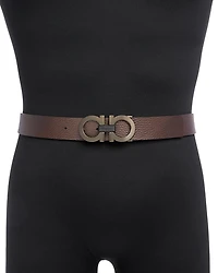 Men's Double Gancini Buckle Reversible Leather Belt