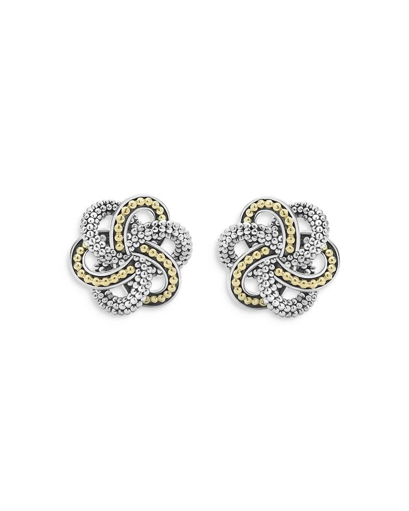 Sterling Silver & 18K Yellow Gold Love Knot Stud Earrings