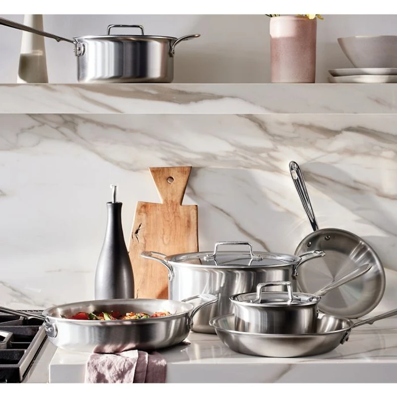 D5 Stainless Brushed 5-Ply Bonded 10-Piece Cookware Set