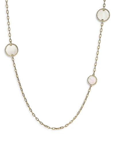 David Yurman 18K Yellow Gold Dy Elements Station Necklace with Black Onyx & Mother of Pearl, 36
