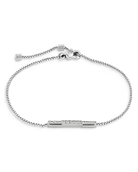 18K White Gold Link To Love Diamond Bar Bracelet