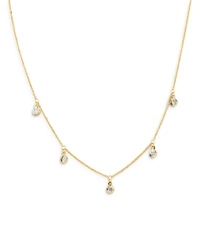 Diamond Droplet Station Necklace in 14K Gold