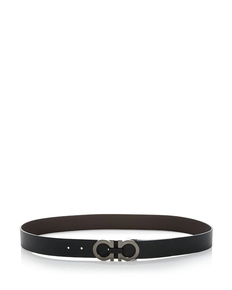 Men's Double Gancini Buckle Reversible Leather Belt