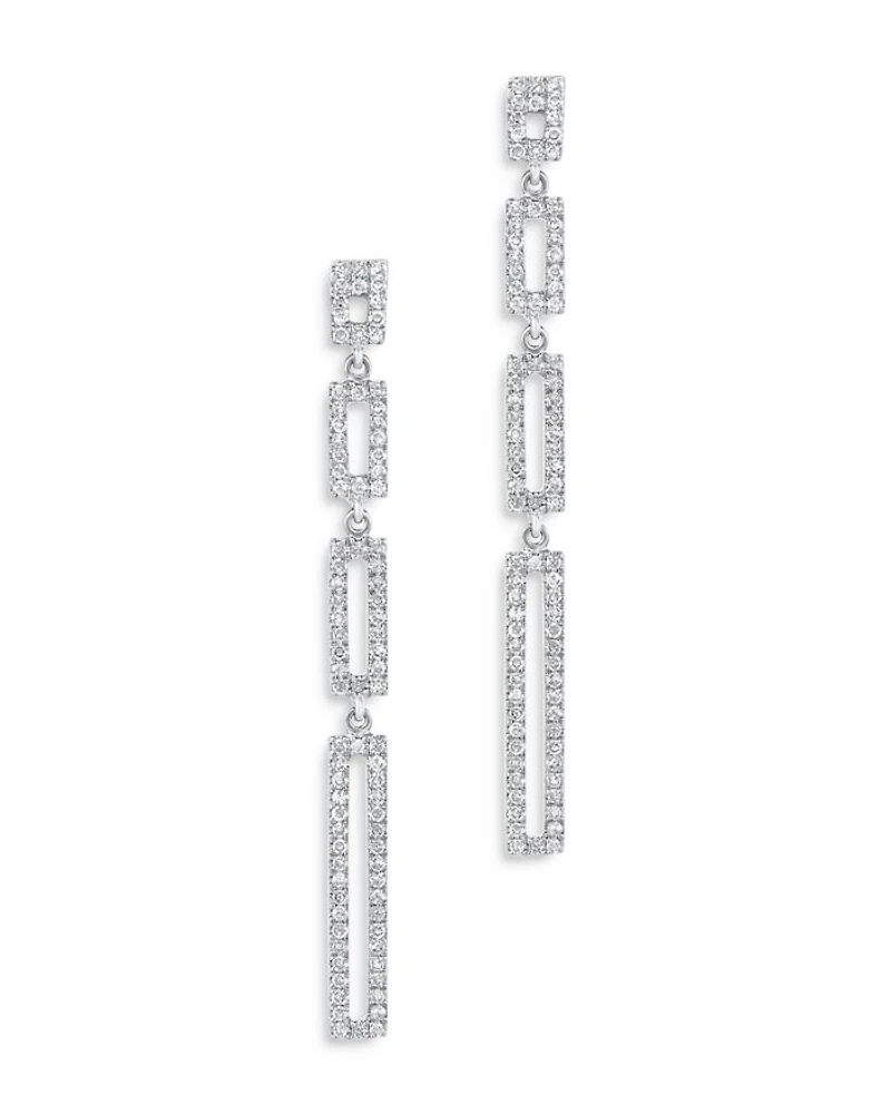 Diamond Link Drop Earrings in 14K White Gold, 0.33 tcw