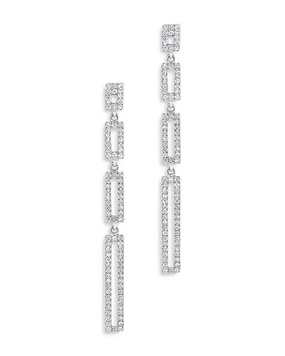 Diamond Link Drop Earrings in 14K White Gold, 0.33 tcw